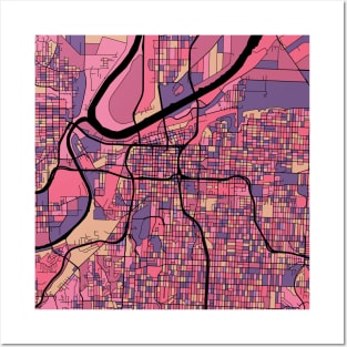 Kansas City Map Pattern in Purple & Pink Posters and Art